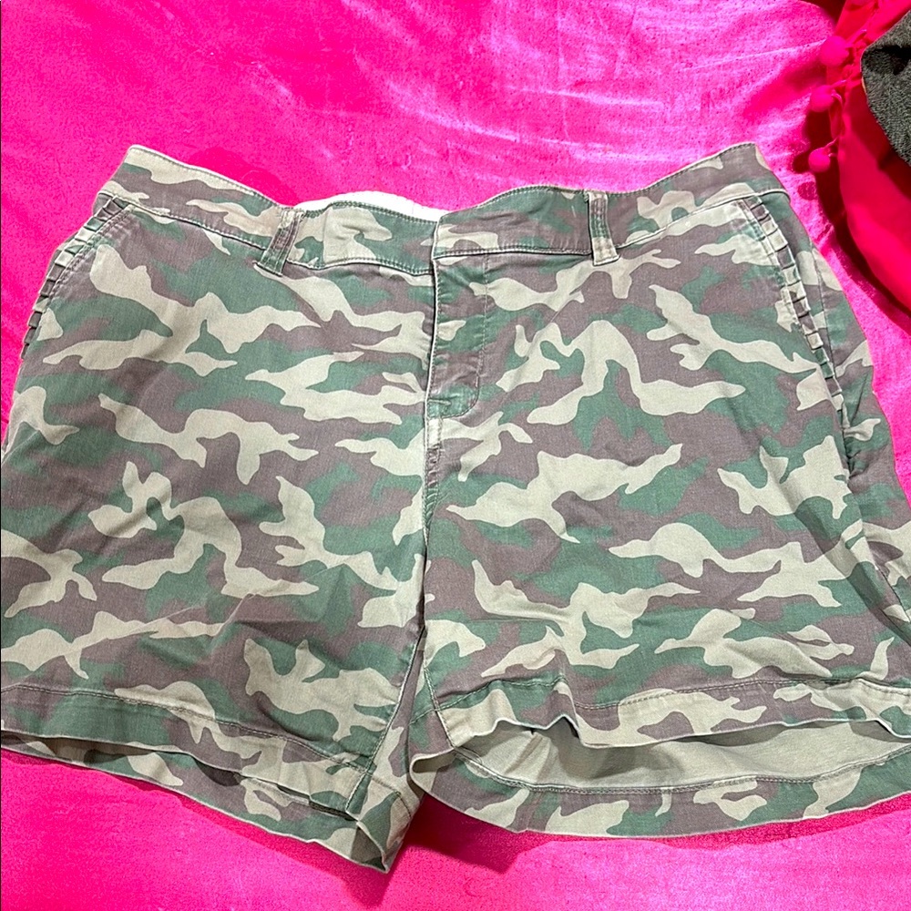 Lane Bryant Green and Brown Cargo Shorts